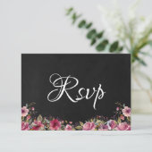 Carte Rsvp de mariage rose rose floral (Debout devant)