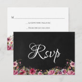 Carte Rsvp de mariage rose rose floral (Devant / Derrière)
