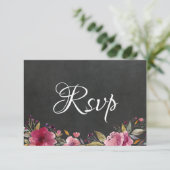 Carte Rsvp de mariage rose rose floral (Debout devant)