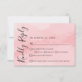 Carte RSVP de mariage rose simple et élégante (Devant)