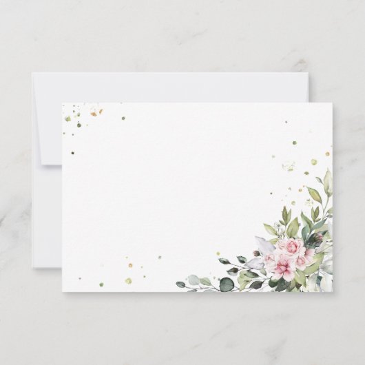 Carte RSVP de mariage rose verdoyant (Dos)