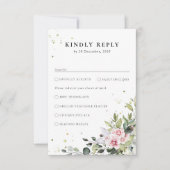 Carte RSVP de mariage rose verdoyant (Devant)