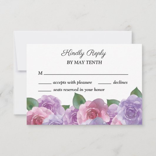 Carte RSVP de mariage rose violet Dusty (Devant)