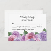 Carte RSVP de mariage rose violet Dusty (Devant / Derrière)