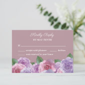 Carte RSVP de mariage rose violet Rose Dusty (Debout devant)