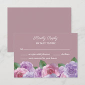 Carte RSVP de mariage rose violet Rose Dusty (Devant / Derrière)