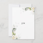 Carte RSVP de mariage Roses blanches vertes (Dos)