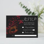 Carte RSVP de mariage rouge floral (Debout devant)