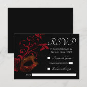 Carte RSVP de mariage rouge floral (Devant / Derrière)