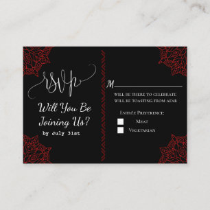 Carte RSVP de mariage rouge noir indien