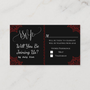 Carte RSVP de mariage rouge noir indien