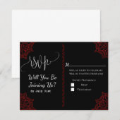 Carte RSVP de mariage rouge noir indien (Devant / Derrière)