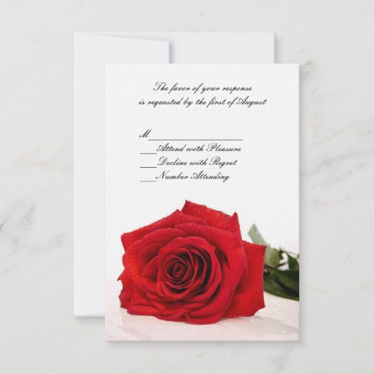 Carte RSVP de mariage rouge Rose (Devant)