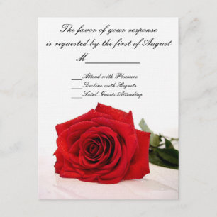 Carte RSVP de mariage rouge Rose