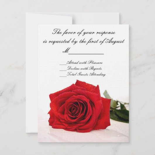 Carte RSVP de mariage rouge Rose (Devant)
