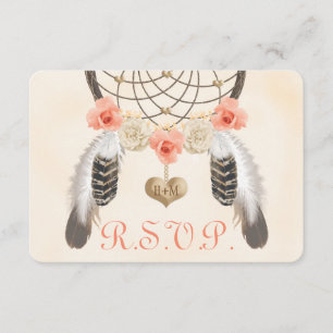 Carte RSVP de mariage RSVP Coral et Gold Boho Drea