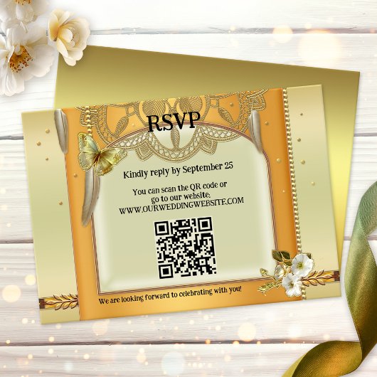 Carte RSVP de mariage RSVP de code QR de Bohême