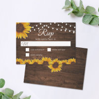 Carte RSVP de mariage Rustic Sunflower String