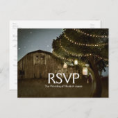 Carte RSVP de mariage rustique avec grange et feux (Devant / Derrière)