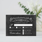 Carte RSVP de mariage rustique chic - Noir (Debout devant)