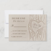 carte RSVP de mariage rustique d'arbre sculpté (Devant)