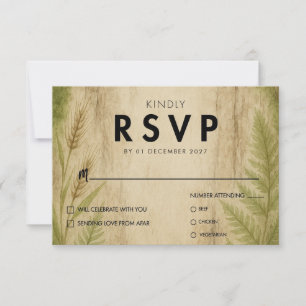 Carte RSVP de mariage rustique de l'écorce et de l
