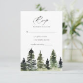 Carte RSVP de mariage rustique de pin sylvestre (Debout devant)
