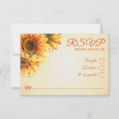 Carte RSVP de mariage rustique de tournesol (Devant)