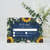 Carte RSVP de mariage rustique de tournesol bleu m (Debout devant)