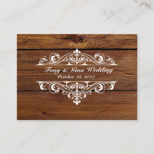 Carte RSVP de mariage rustique en bois (Devant)