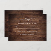 Carte RSVP de mariage rustique en bois (Devant / Derrière)