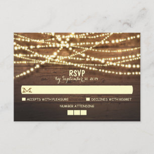 Carte RSVP de mariage rustique en bois