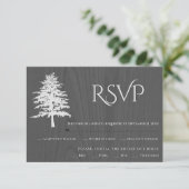 Carte RSVP de mariage rustique en bois gris d'arbr (Debout devant)