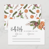 Carte RSVP de mariage rustique et verdure de Noël (Devant / Derrière)