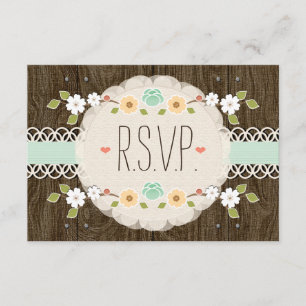 CARTE RSVP DE MARIAGE RUSTIQUE FLORALE À LA MINTE