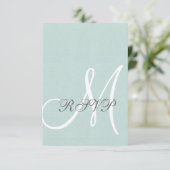 Carte RSVP de mariage rustique Mint Green Linen (Debout devant)