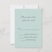 Carte RSVP de mariage rustique Mint Green Linen (Dos)