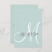 Carte RSVP de mariage rustique Mint Green Linen (Devant / Derrière)