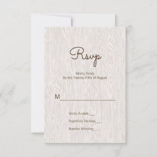 Carte RSVP de mariage rustique moderne en bois