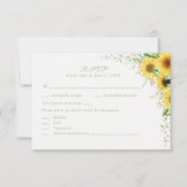 Carte RSVP de mariage rustique Sunflower (Devant)