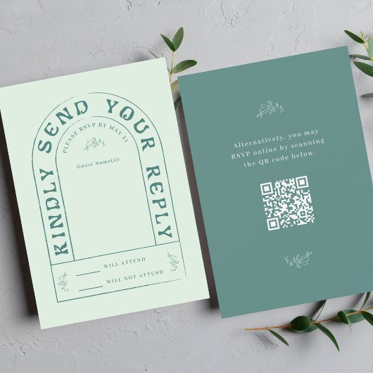 Carte RSVP de mariage San Miguel avec code QR