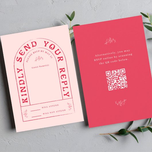 Carte RSVP de mariage San Miguel avec code QR