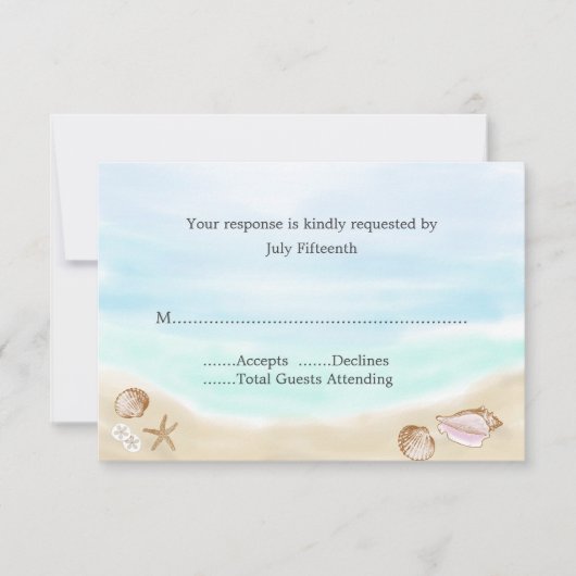 Carte RSVP de mariage Sandy Beach (Devant)