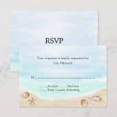 Carte RSVP de mariage Sandy Beach (Devant / Derrière)