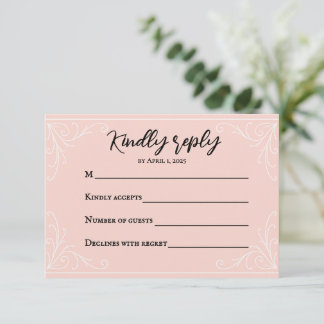 Carte RSVP de mariage Satin Blush