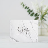 Carte Rsvp de mariage | Script de marbre blanc ros (Debout devant)
