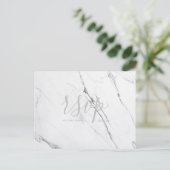 Carte Rsvp de mariage | Script de marbre blanc ros (Debout devant)