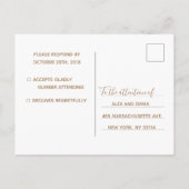 Carte Rsvp de mariage | Script de marbre blanc ros (Dos)