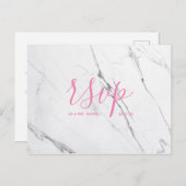 Carte Rsvp de mariage | Script en marbre rose blan (Devant / Derrière)