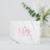 Carte Rsvp de mariage | Script en marbre rose blan (Debout devant)